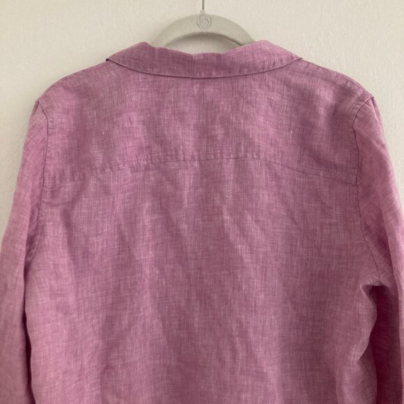 Chico's 100% Linen Pink Long Sleeve Button Front Shirt Breezy Lagenlook Beach 8 - Picture 7 of 8